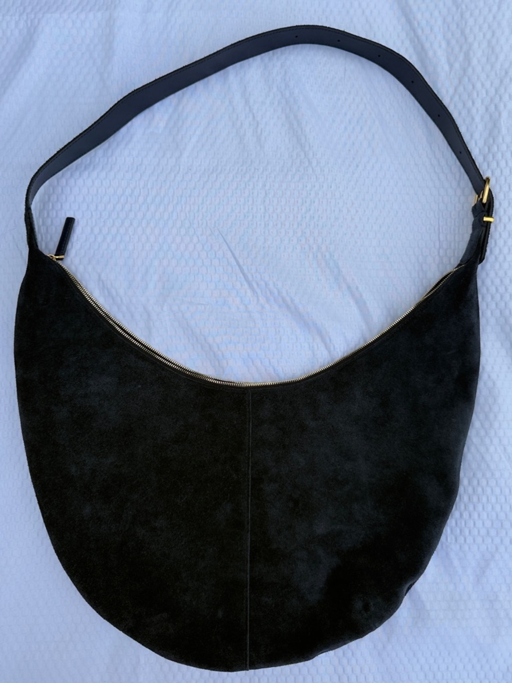 MADEWELL Dark Blue Suede Shoulder and cross body Bag with Gold Hardware - Picture 3 of 13